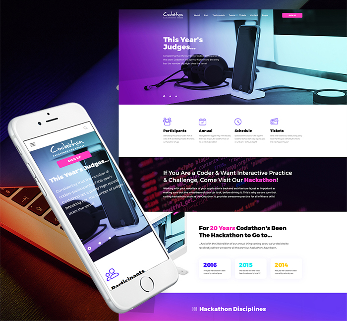 Strikingly-colored Selection of 15 Best Parallax WordPress Themes 9