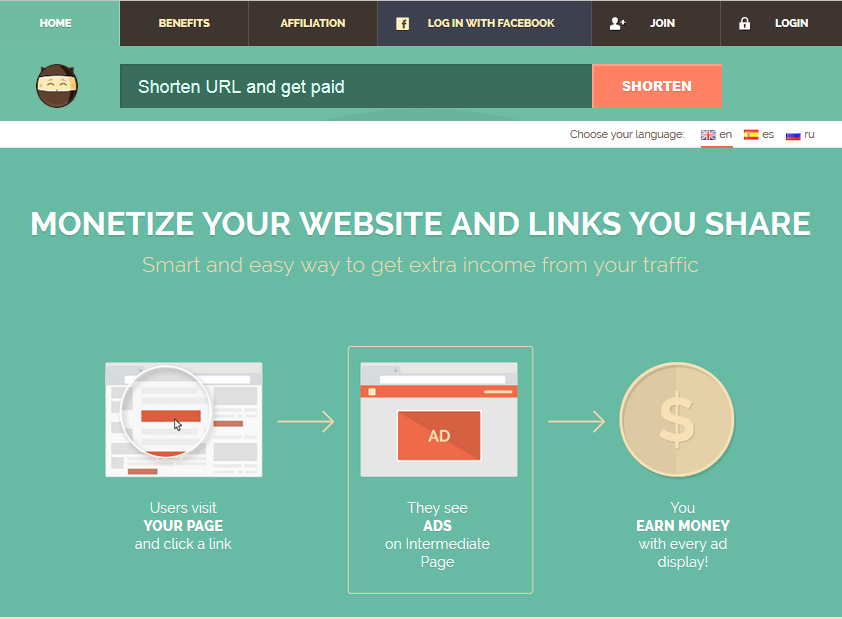 Earn money on short links. 