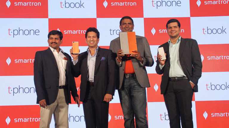 Sachin Tendulkar unveils the Ultrabook convertible t.book & premium Smartphone t.phone