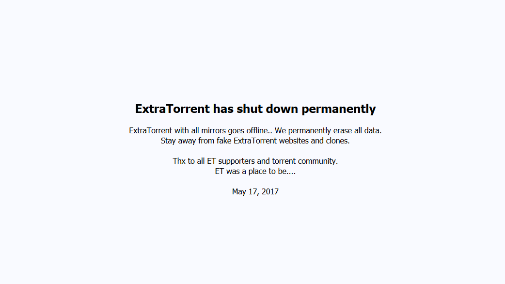 Extratorrent shutdown