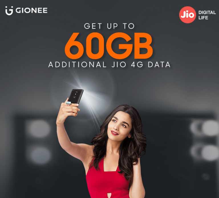 Gionee Offers Up to 60GB of FREE Reliance Jio 4G Data