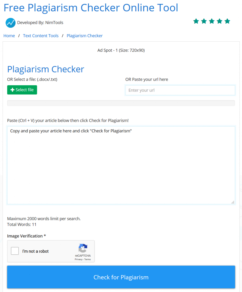 Screenshot_2018-07-17 Free Plagiarism Checker Online Tool NimTools