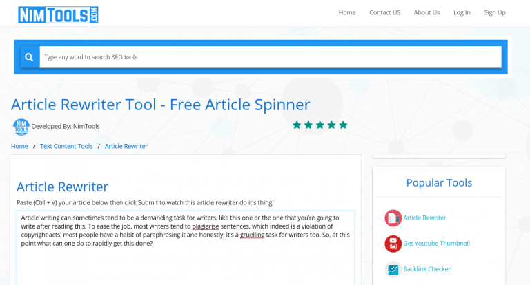Best Free Article Rewriter Tool Online
