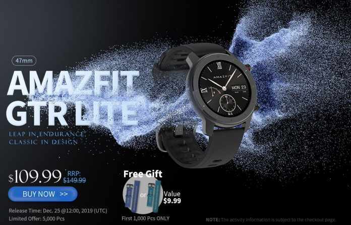 Amazfit GTR Lite Smartwatch onn sale gearbest