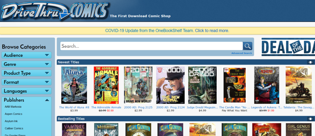 DriveThruComics com - The First Download Comic Shop