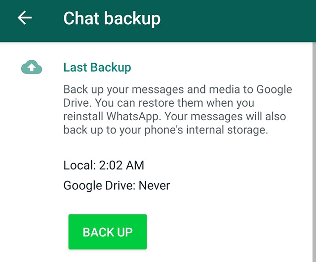 Back up WhatsApp chats