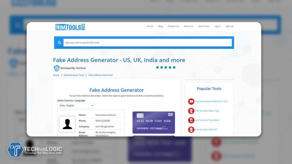 Fake Address Generator by Nimtools